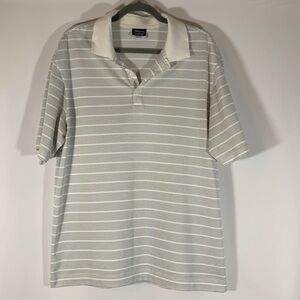 Nike Golf White & Black Striped Collared Polo Shirt